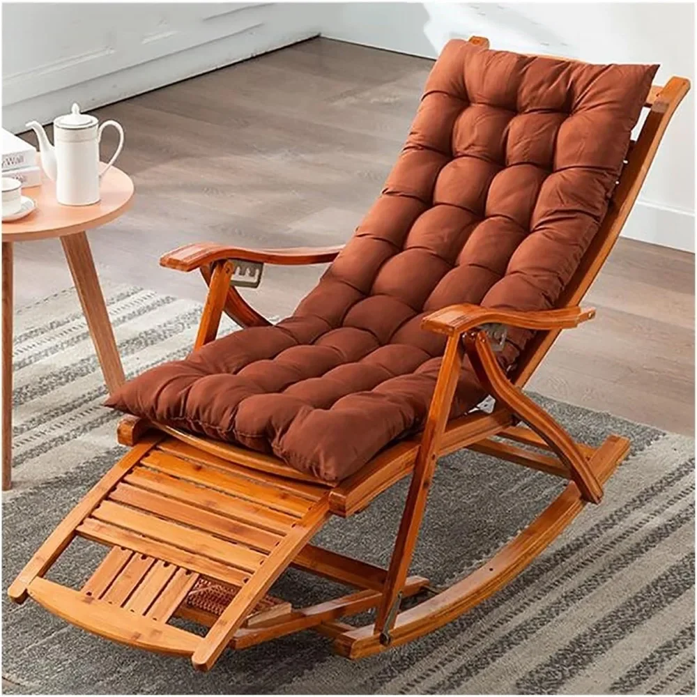 Wooden Zero Gravity Chair,3 In1 Foldable Porch Chair Rocking Chairs/Sun Lounger Chairs,Bamboo Chair Outdoor Recliner with Armres