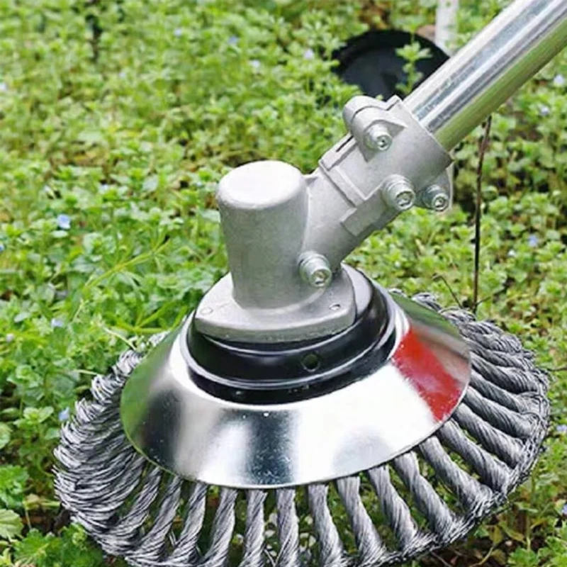 Lawn Mower Weeding Disc 6 inch 8 inch Universal Garden Weeding Brush Removal Rust Weed Brush Cutter Head Twisted Wire Lawn Mower