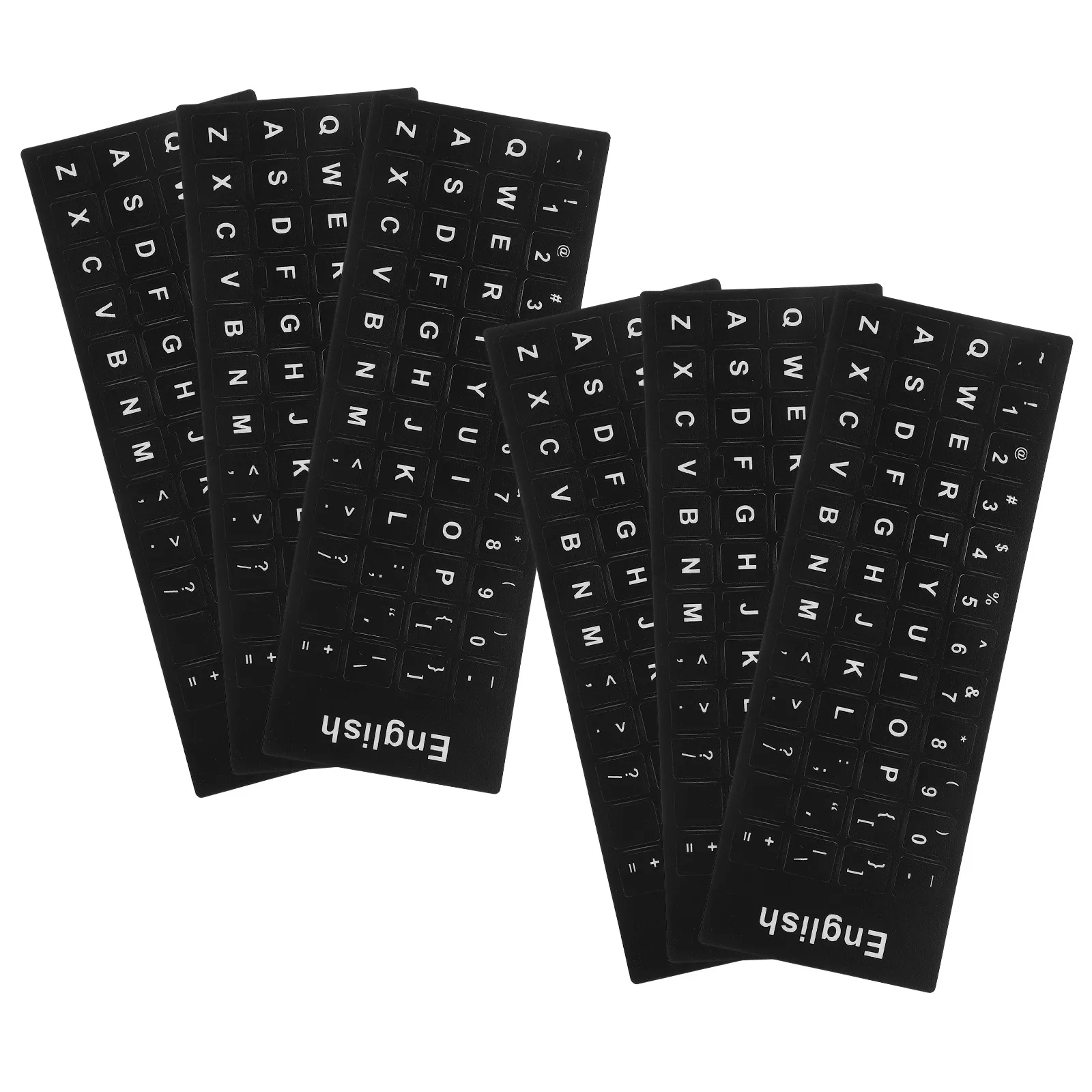 

6 Sheets Keyboard Stickers Laptop Labels PVC Language Decals Replacement Computer Alphabet English Size Waterproof Durable Easy