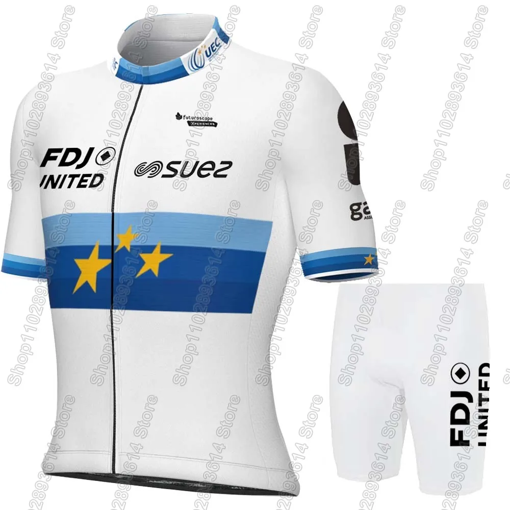 Europe FDJ United Suez Cycling Jersey 2026 Set Summer Bicycle Clothing Road Bike Shirts Suit Bicycle Bib Shorts MTB Ropa Maillot