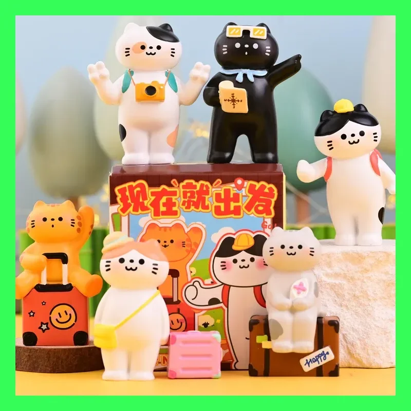 

Дорожная кошка, слепая коробка, милые офисные настольные украшения, автомобильные украшения, праздничный подарок, модная слепая коробка, игрушки для нишевых интересов