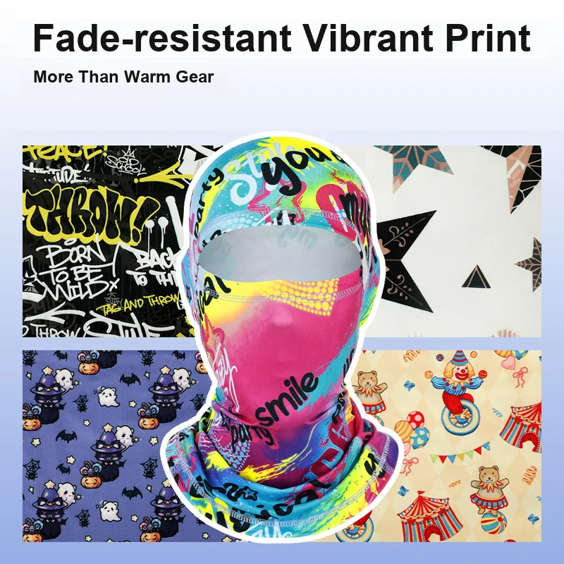 Printed Warm Ski Face Mask Windproof Neck Protection Quick Dry Head Cover for Adults Kids Autumn Winter As Helmet Liner