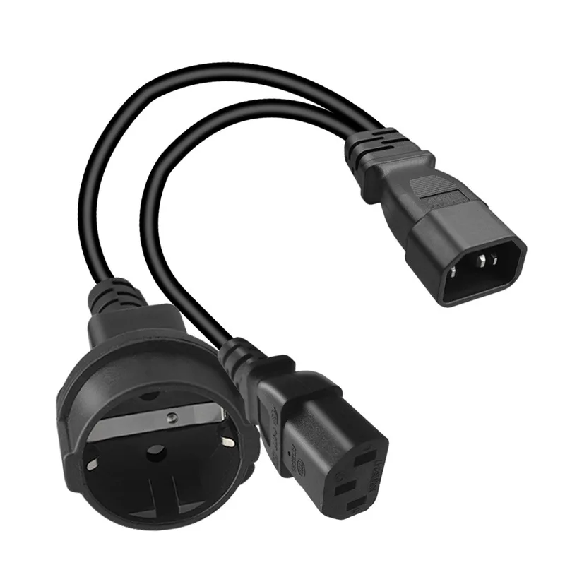 Cable de alimentación de extensión divisor tipo Y C14 a 2 vías C13 UE 4,8mm adaptador de Cable de doble interruptor PDU UPS convertidor de conector 0,3 M