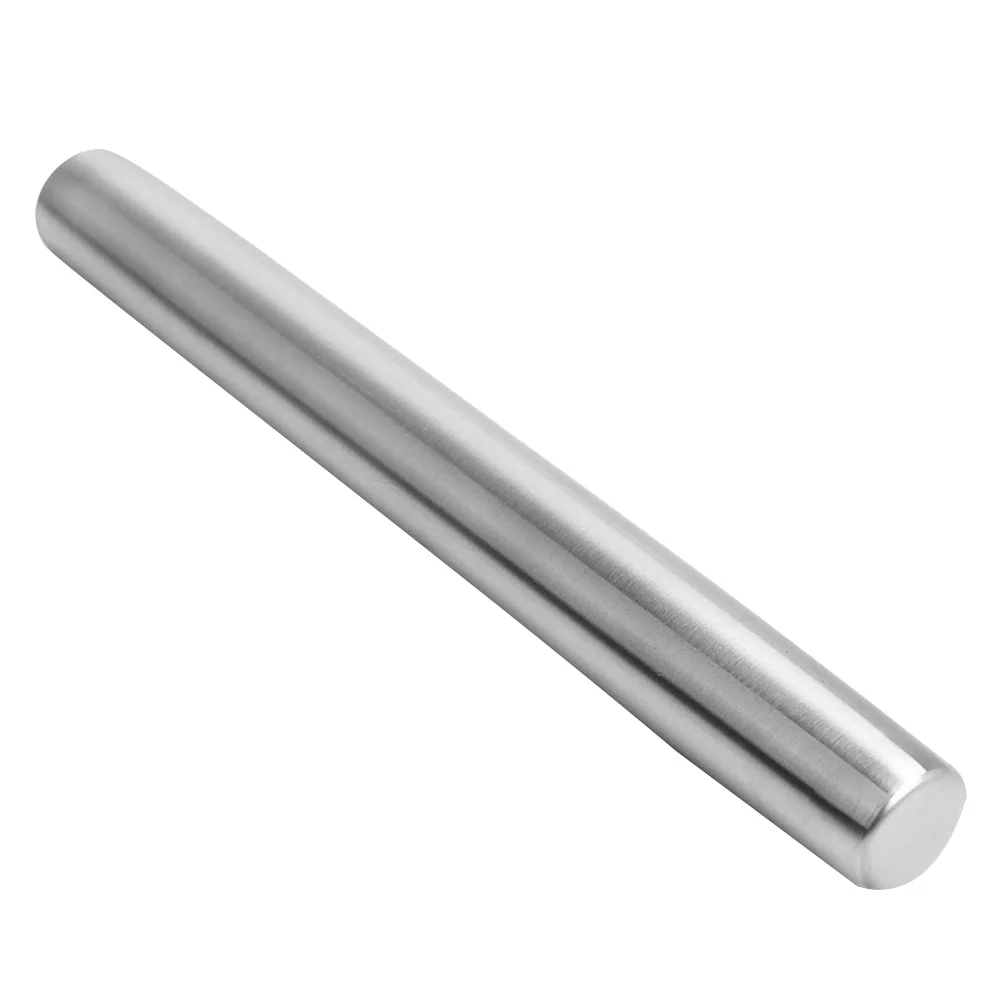 

40cm Stainless Steel Rolling Pin Non Stick Flour Roller Stick for Fondant Pie Crust Cookie & Pastry Dough Size L
