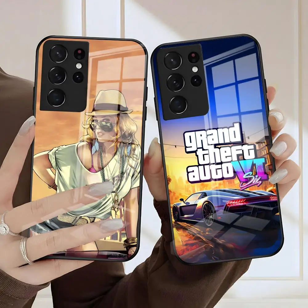 G-GTA V juego funda de teléfono para Samsung A56 A36 A26 A16 A15 A25 A35 A55 A14 A34 A24 A54 funda de cristal