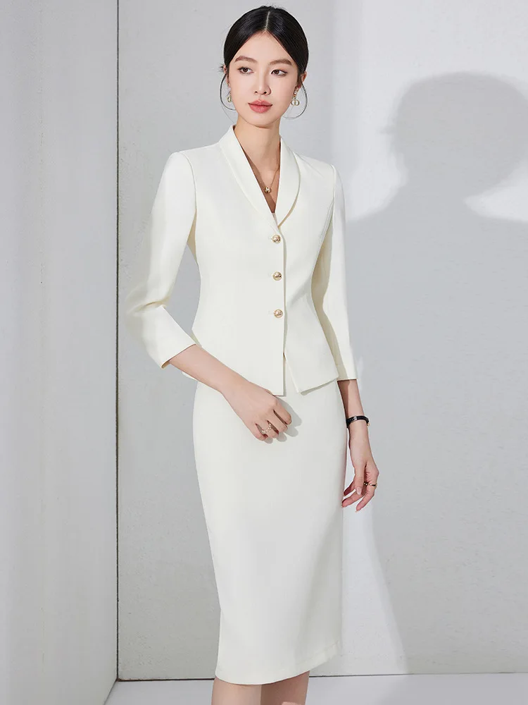 Women's Spring Business Suit2025New stylish hotel, medical beauty, and real estate sales department work uniform with three-quar