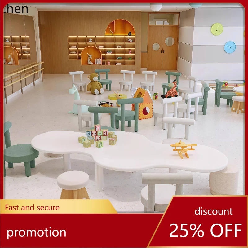 HT amusement park table and  combination early education center entertainment reading area simple modern hand-painted stool