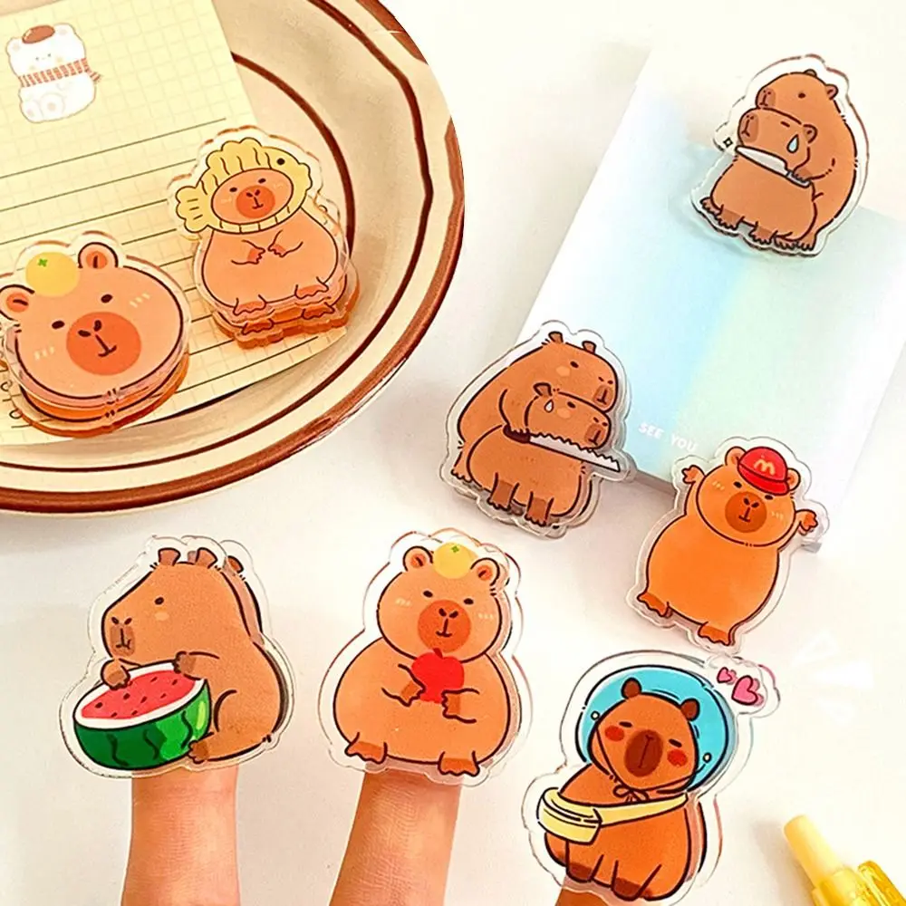 Perlengkapan sekolah Capybara Note Holder baru lucu akrilik kartun File Folder perlengkapan kantor penyimpanan PP klip