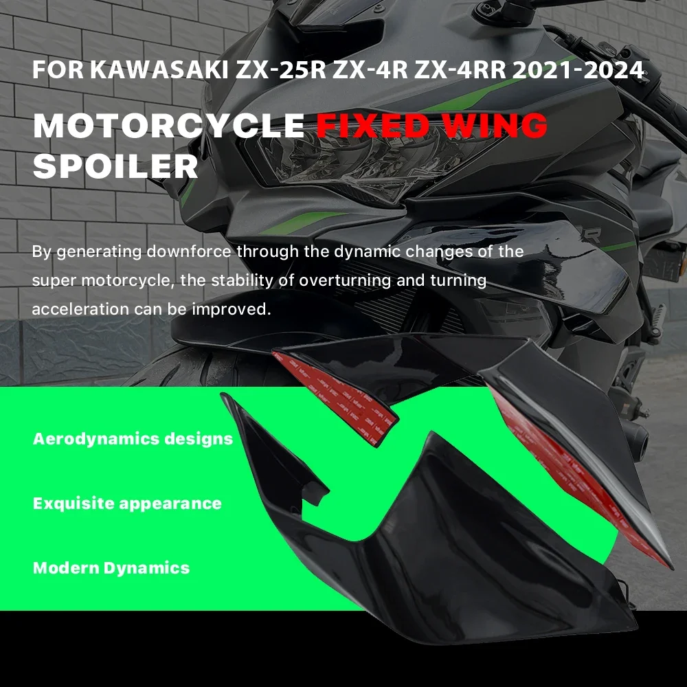 

Motorcycle Parts Aerodynamic Spoiler Fixed Wing Suitable For Kawasaki ZX-25R ZX-4R ZX-4RR 2021-2024 High-Quality Side Wing Cover