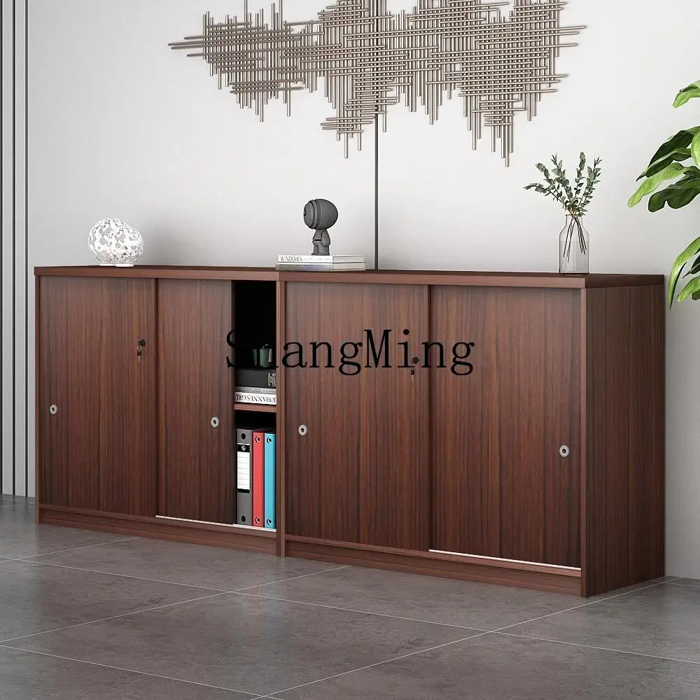 ZYY مكتب ملف خزانة منخفضة تخزين البيانات باب منزلق مع قفل خزانة تقسيم تخزين أرضية خشبية #1