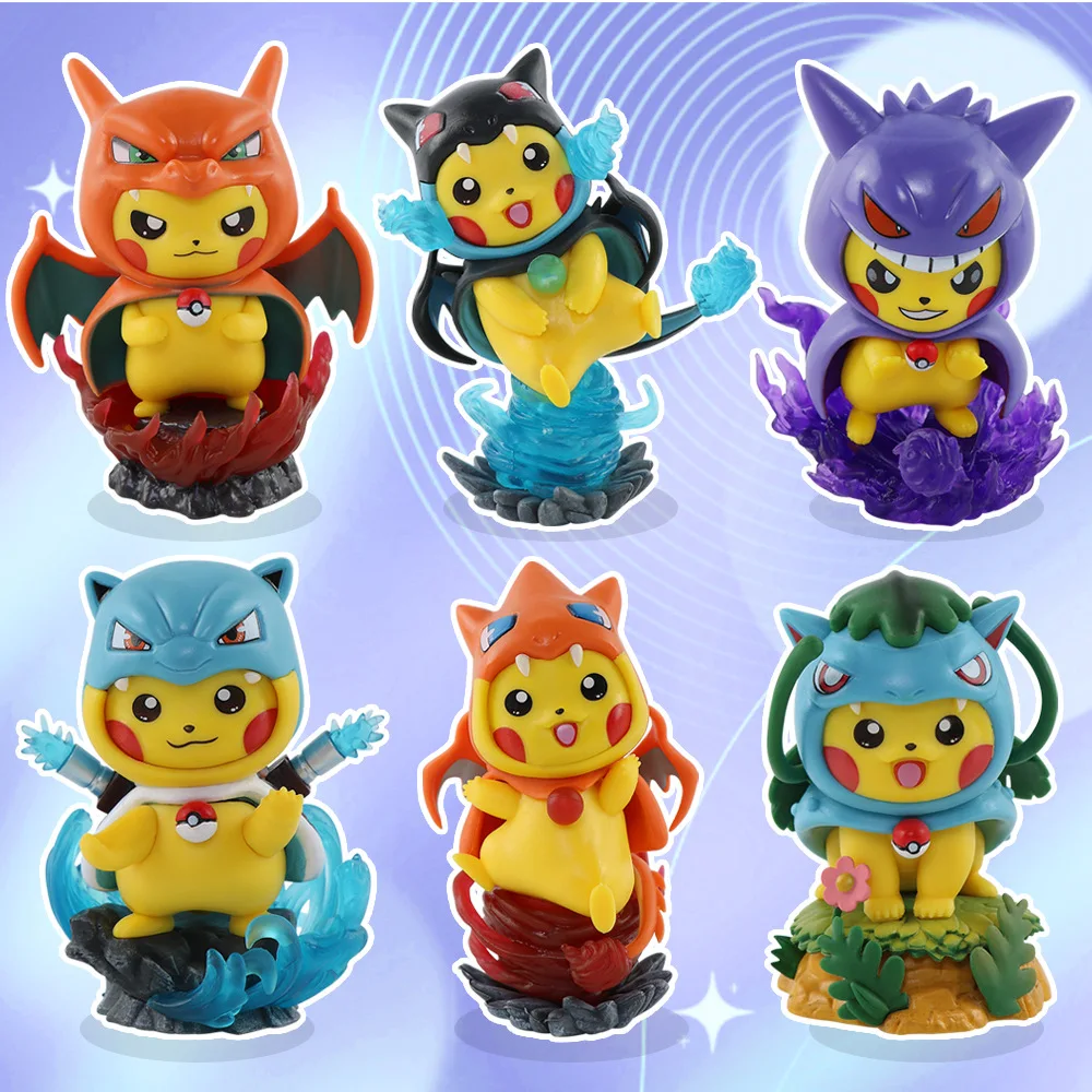 12.5CM Pokemon Figure Pikachu Cos Gengar Charizard Anime Figures Doll Model Collectible Cartoon Kawaii Figurine Statue Toy