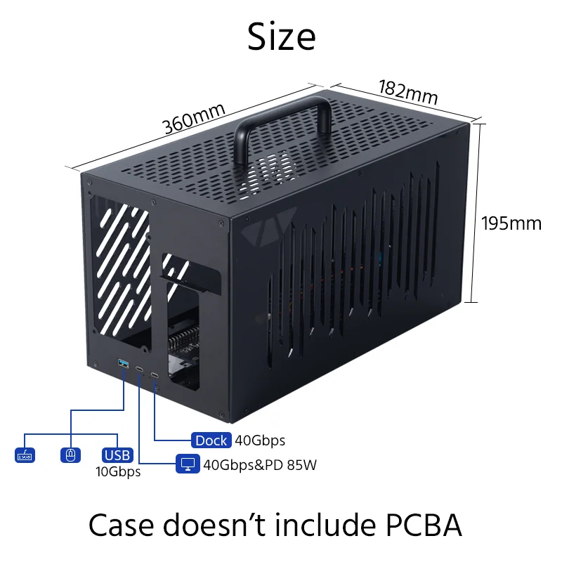 Case for  Thunderbolt-compatible GPU Dock Use for ATX Power Supply