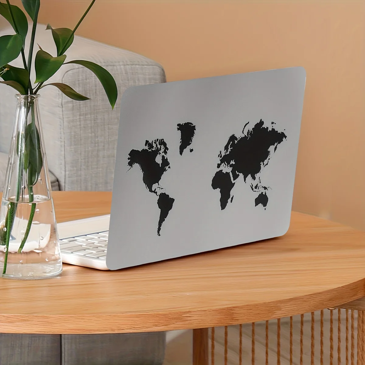 2Pcs PVC World Map Notebook Sticker, Light Beige - Scratch Resistant, Waterproof Notebook Case, Suitable for Laptops and Cars,