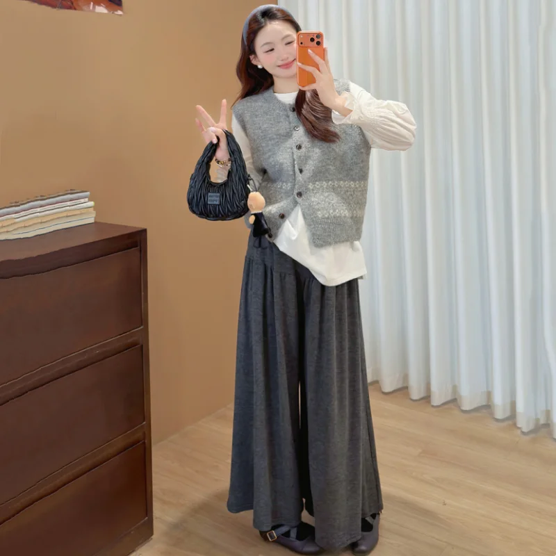 set-premaman-alla-moda-in-stile-coreano-con-maglia-a-gilet-camicia-e-pantaloni-a-gamba-larga-autunno-inverno-nuovo-effetto-snellente-anti-eta-tre-pezzi