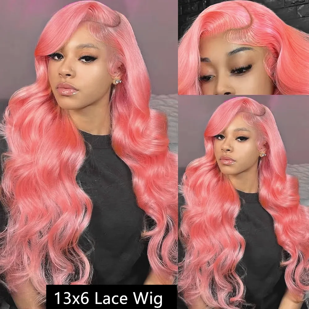 30 36 Inch 13x4 Pink Lace Front Wig Human Hair Body Wave 13x6 Hd Lace Frontal Wigs for Women Light Pink Colored Wigs Pre Plucked image 2