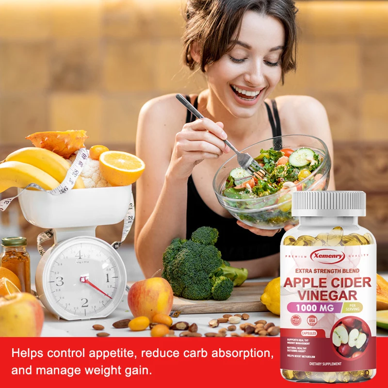 Apple Cider Vinegar Capsules - Detoxification, Weight Management, Fat Burning, Appetite Suppressant, Boost Metabolism