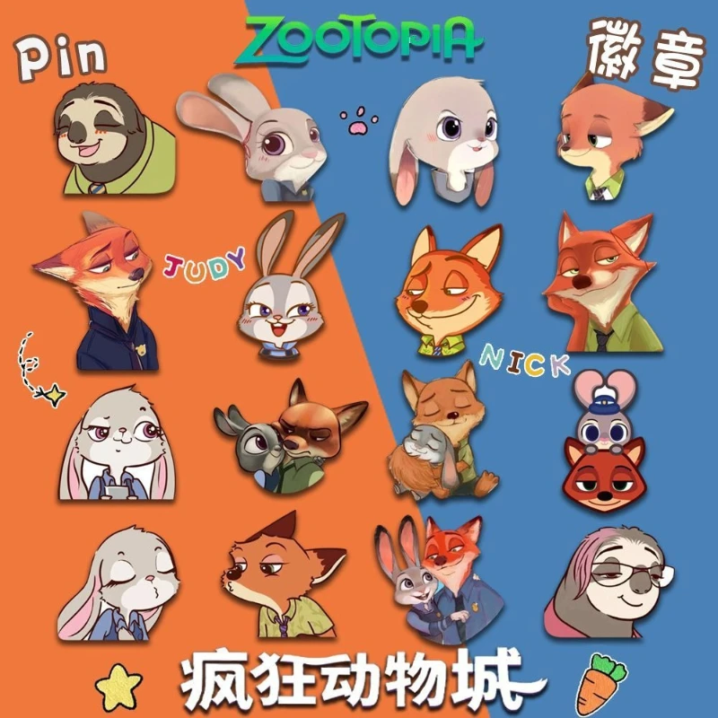 

Акриловый значок Disney Zootopia, мультяшный, милый, креативный, персонализированный, для пар, для рюкзака, одежды, брошка, подарок