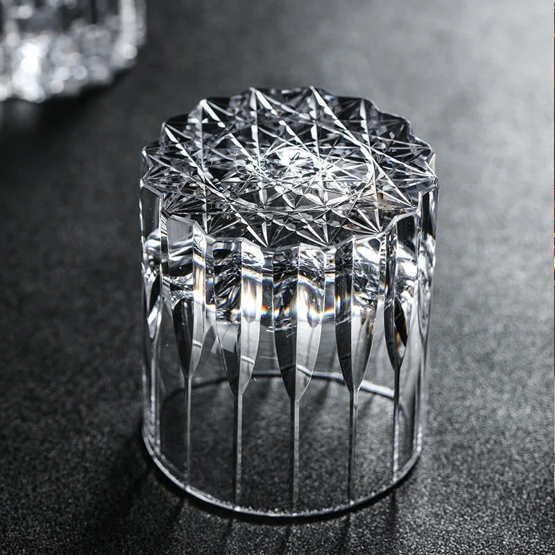 High End Edo Kiriko Crystal Asterism Lowball Highball Whiskey Glass Hand Cut Starburst Figure Whisky Water Drink Cup Wineglass