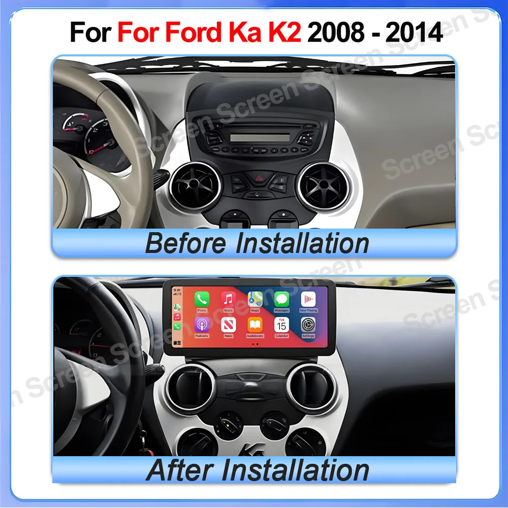 12.3 Inch Android 16 Wireless CarplayFor Ford Ka K2 2008 2009 2010 - 2014 Car Radio Stereo Auto Carplay GPS Navigation Player 5G