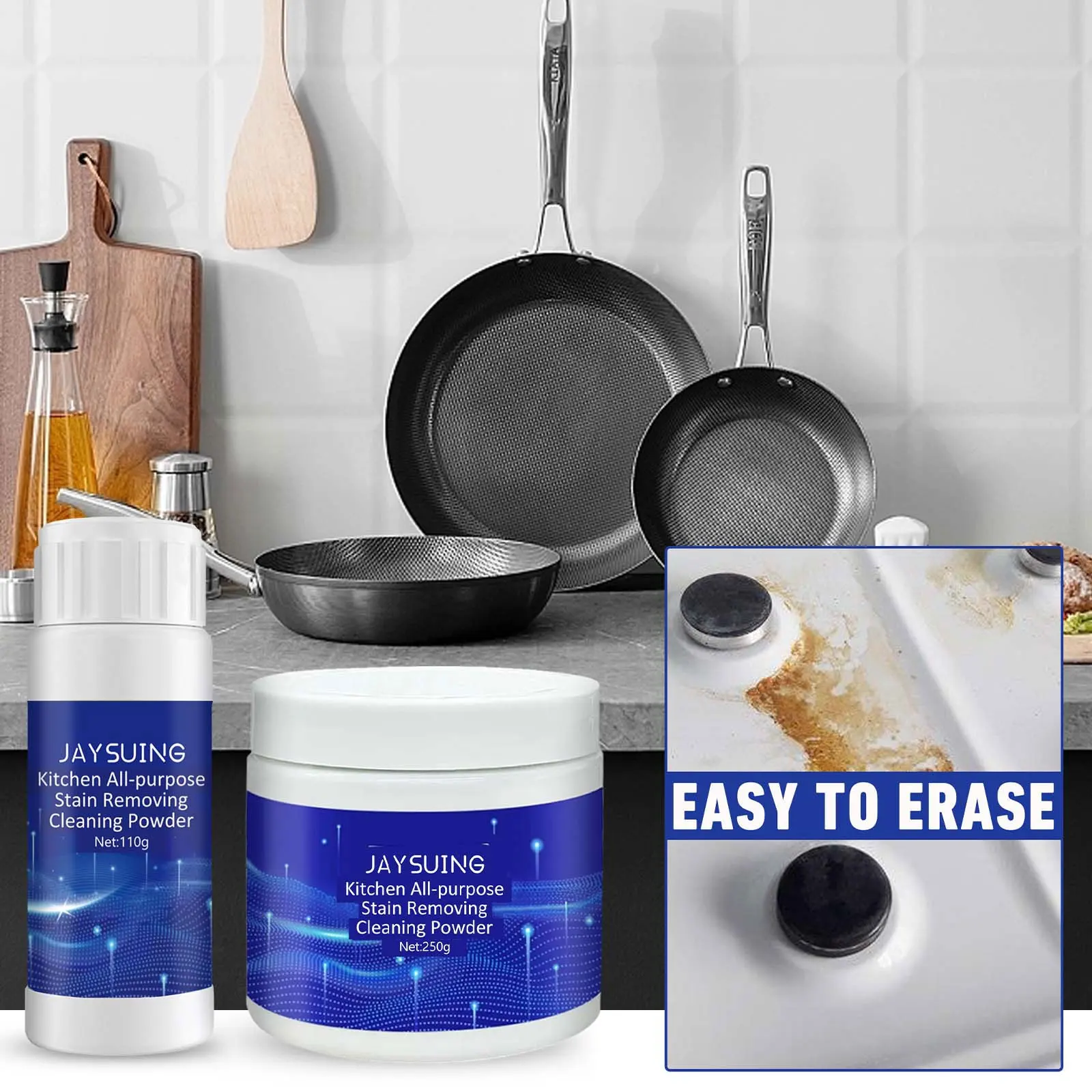 

Универсальный чистящий порошок для кухни на основе пищевой соды, средство для удаления пятен, ржавчины, масляных загрязнений, для глубокой очистки бытовых приборов и удаления грязи.