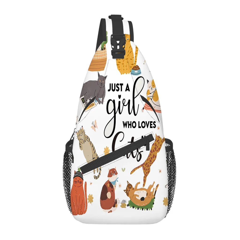 

Cartoon Cat Chest Bag Boy/Girls Best Gift 3D Cartoon Large Capacity Outdoor Sports Leisure Fashion Messenger Bag