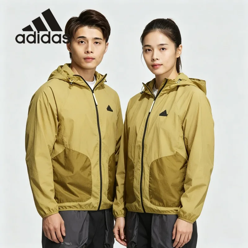 Adidas Woven Reflective Logo Hood Wind Jacket Spring Night Jogging Safe Light Wind OutercoatJI8659 1PCS