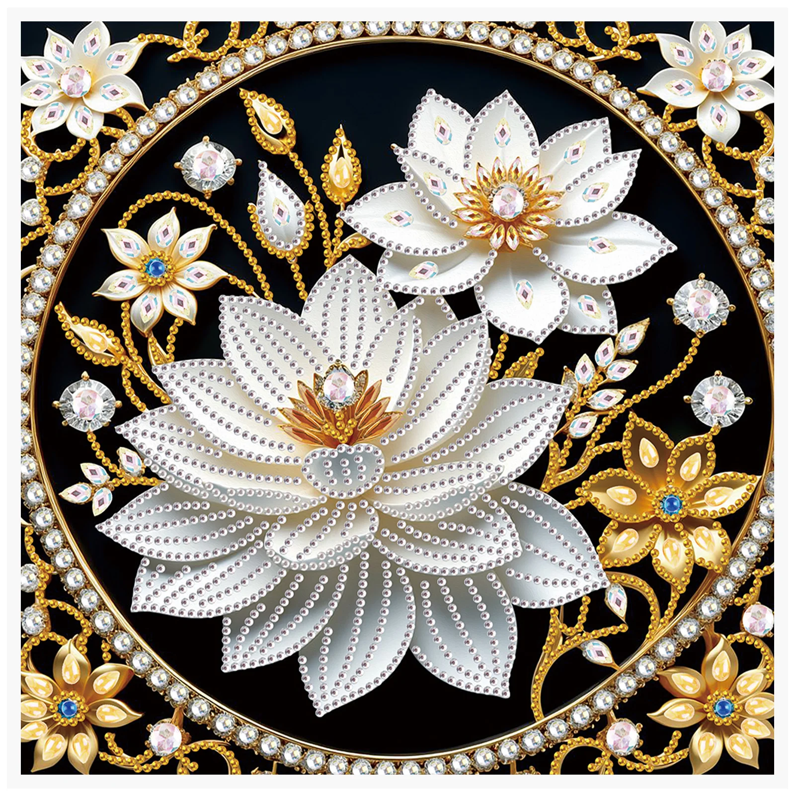 Kit de pintura artística de diamante con forma especial de loto para adultos principiantes, Kit de formas especiales de diamante de cristal para regalo de decoración de pared del hogar