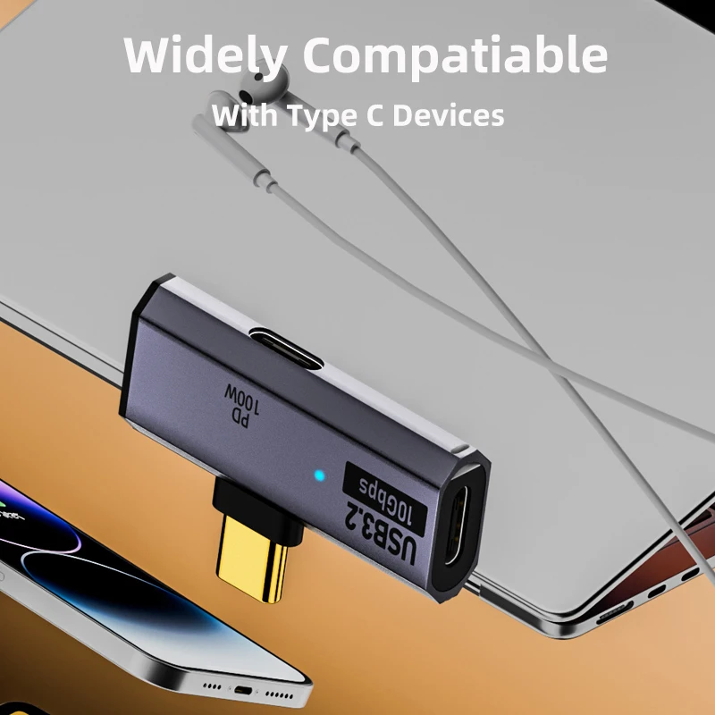 Adaptador divisor otg 2 em 1 pd100w usb3.2 10gbps usb c para tipo duplo adaptador conversor de carregamento rápido para telefone laptop fone de ouvido