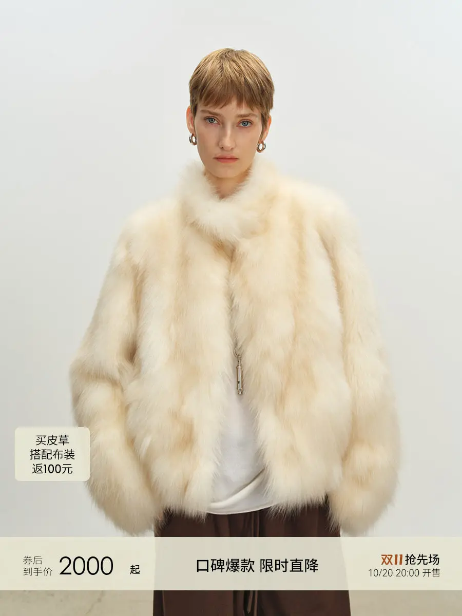 BFFUR 2026 New Autumn Winter Real Fox Fur Coat Women Temperament Long Sleeve Fluffy Jacket Ladies Short Warm Outwear