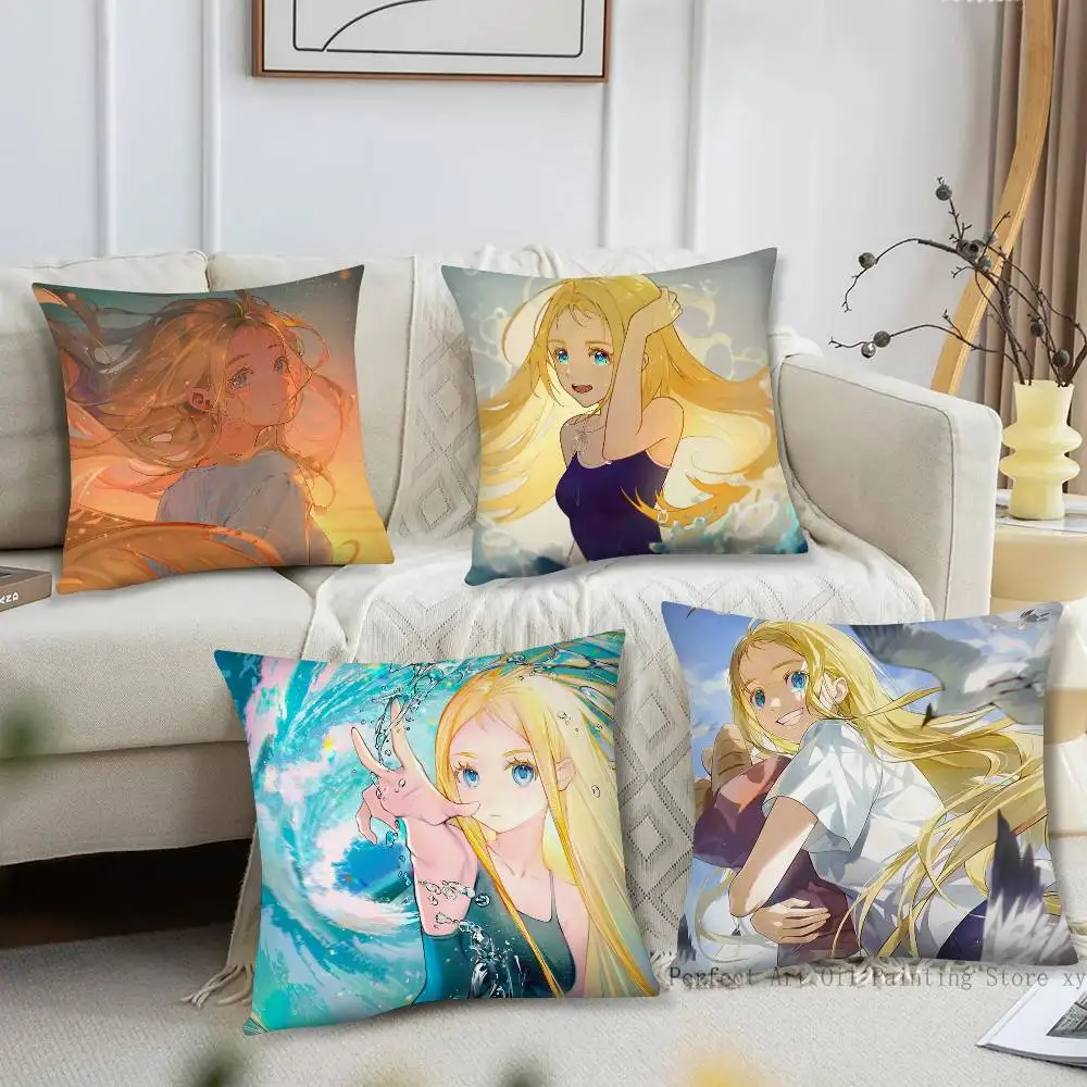 Kofune Ushio Animation Summer Time Rendering Pillow Case Fashion Square Pillowcase Bedroom Sofa Room Ins Decoration Leisure