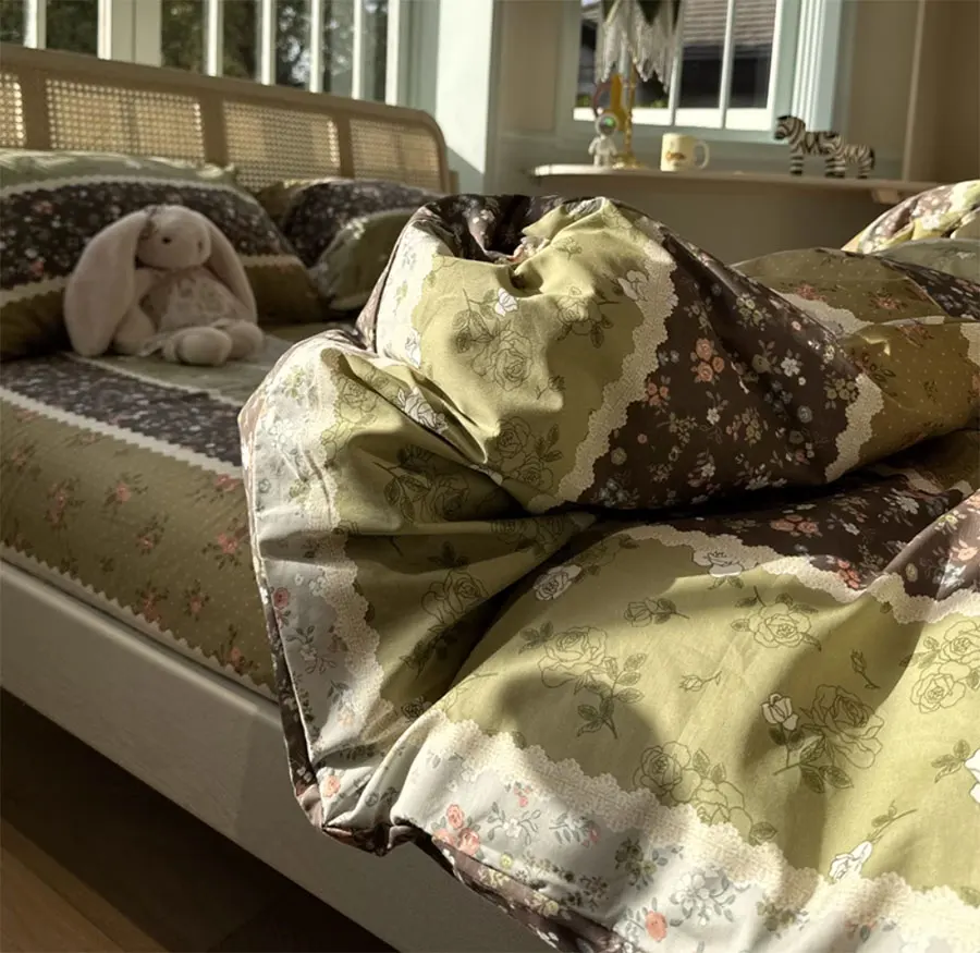 

Vintage pastoral floral bedding set,twin full queen king romantic retro cotton home textile bed sheet pillow case quilt cover