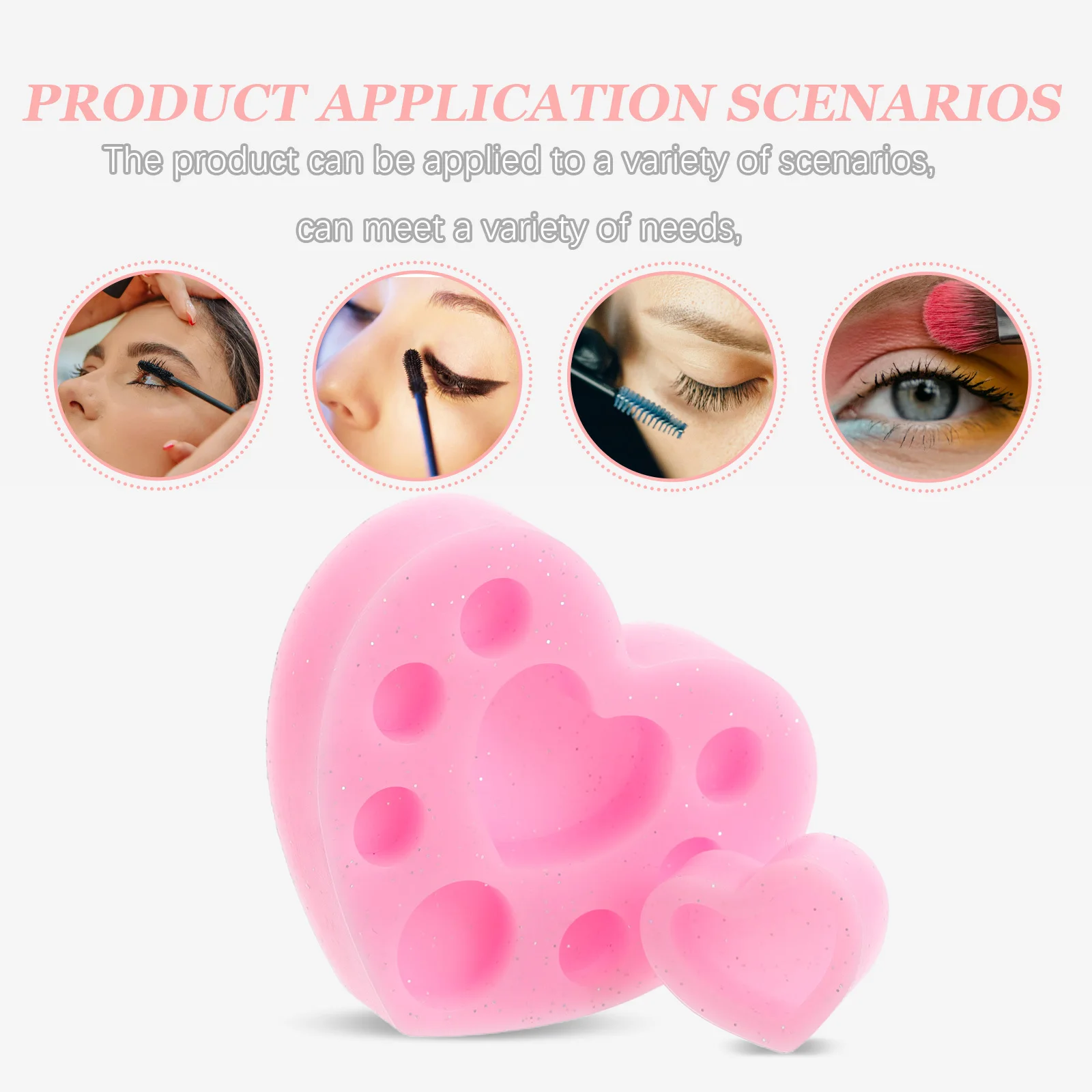 Paleta de accesorios de maquillaje de corazón para cejas, teñido de pestañas, laminación, herramienta de maquillaje reutilizable, color rosa