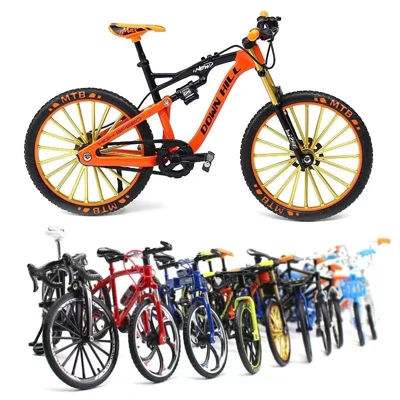 1:10 Foldable Mini Alloy Mountain Bike Model Die-casting Metal Simulation Road Racing Collection Ornaments Children\'s Toys Gifts