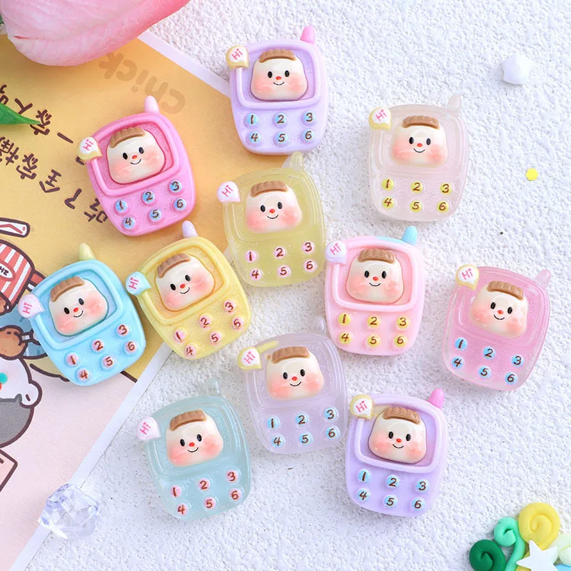 

100 шт., 26x21 мм, мультяшная Люминесцентная искусственная смола, с плоским основанием, кабошон, подвеска «сделай сам», строительные принадлежности