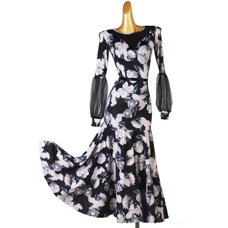 

Женское платье для вальса 2026 года, современный стандартный костюм для соревнований, женская одежда с длинными рукавами для бальных танцев, сценических выступлений, карнавалов и тренировок