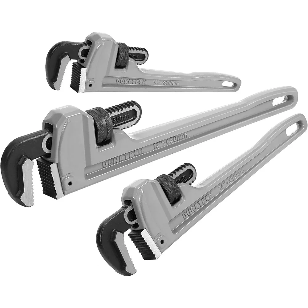 3-Piece Heavy Duty Aluminum Straight Pipe Wrench Set, 10