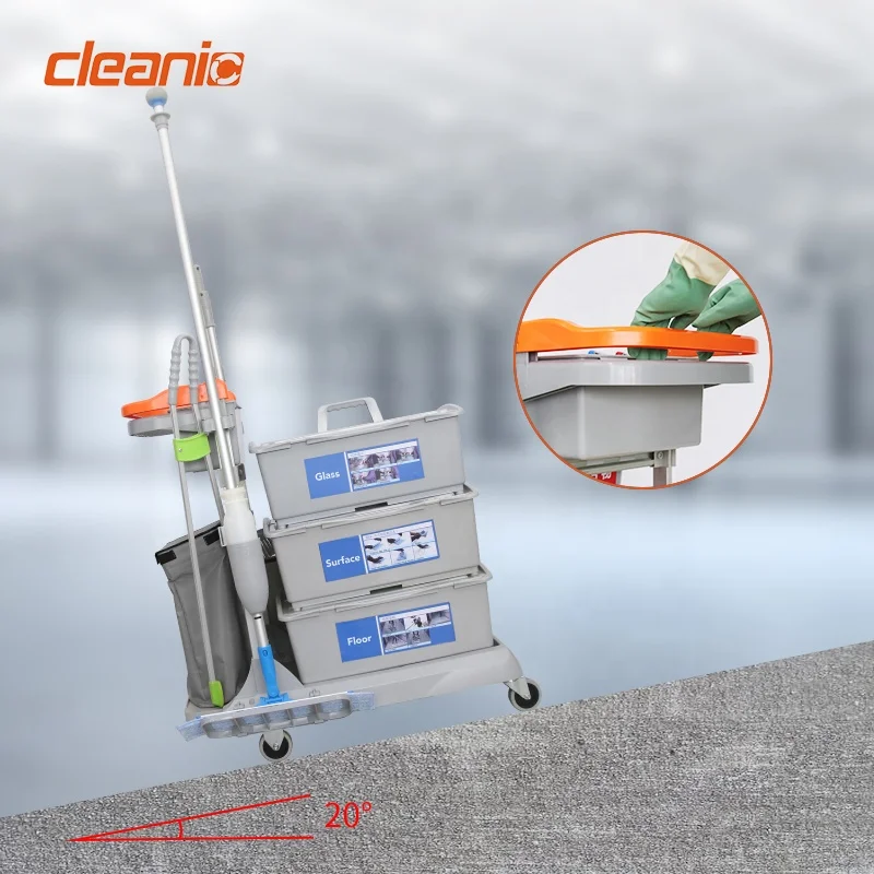 عربة تنظيف محمولة متعددة الأغراض لمجموعة قمامة المكاتب والمطعم والفنادق مصنوعة من البلاستيك المتين #4