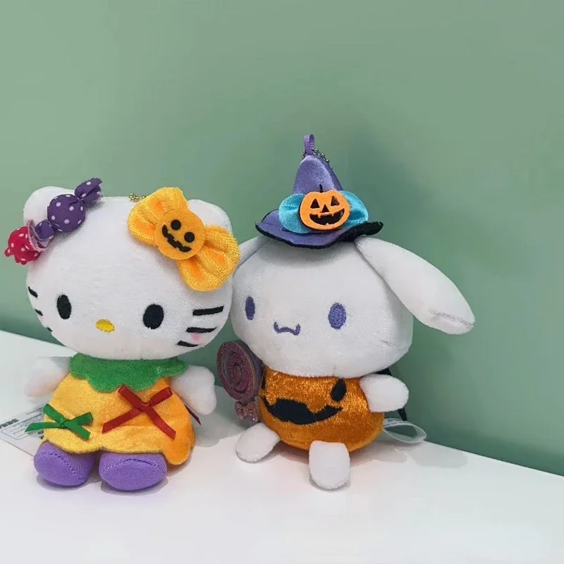 2024 New Cute Sanrio Halloween Pumpkin Hello Kitty Cinnamoroll Pochacco Cute Plush Doll Pendant Ornament Children’s BirthdayGift