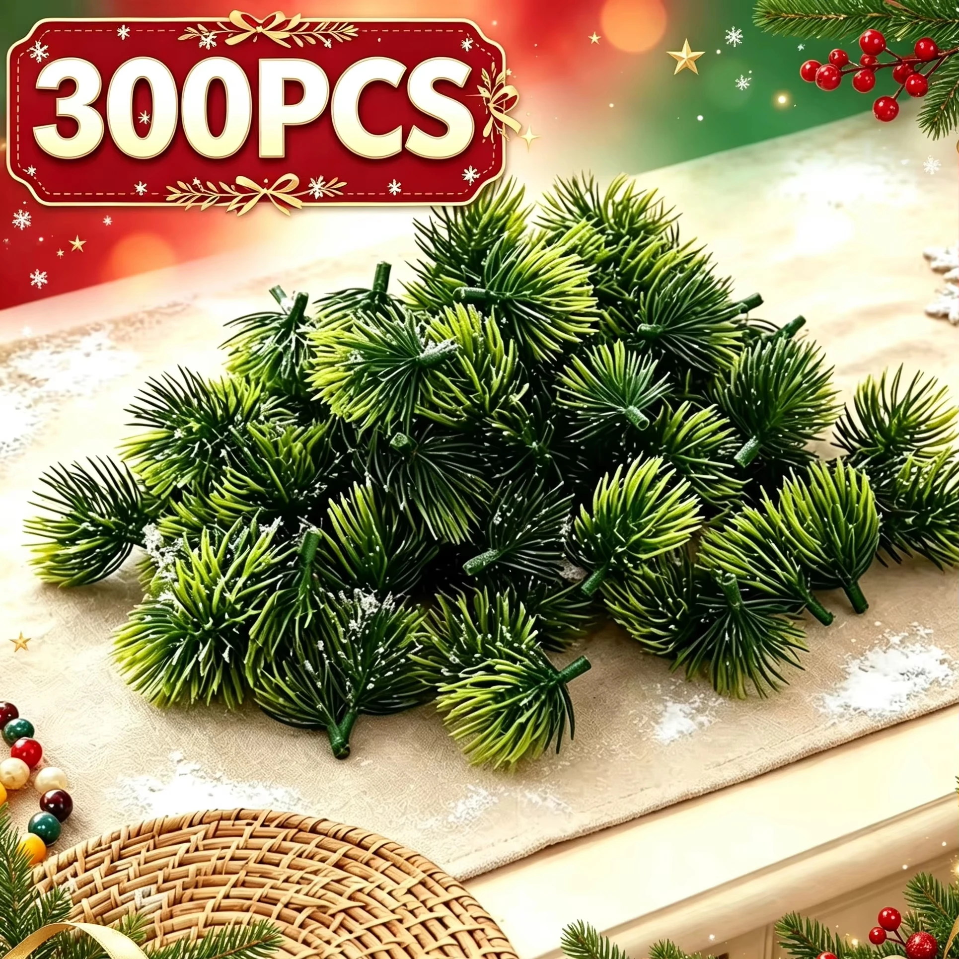 150/300 Pcs Artificial Plants Mini Pine Needle Heads Christmas Tree Filler Outdoor Wedding Home Table Vase Scrapbook DIY Decora