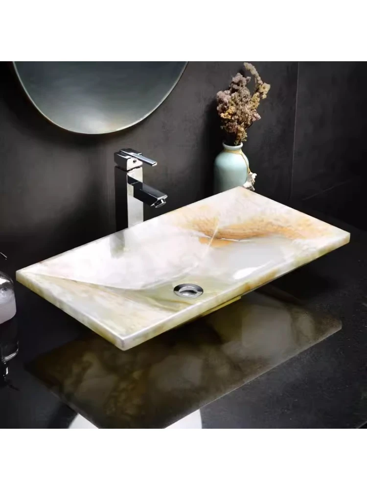 

Jade table retro high-end elegant bathroom home simple bathroom washbasin modern art washbasin