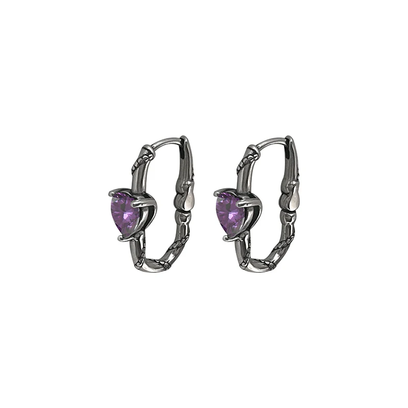 MEWANRY Prevent Allergy Purple Zircon Earrings for Women Vintage Exquisite Shiny Creative Temperament Chic Party Jewelry Gifts