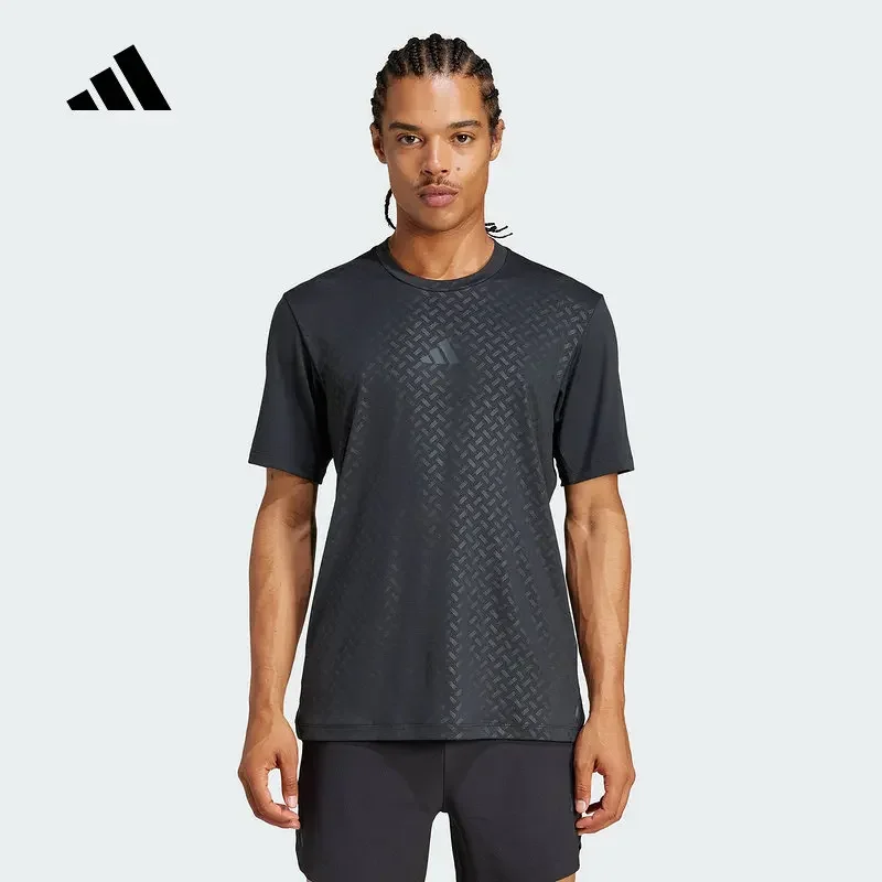 Adidas New Summer Men's Soaking Wet Steam Wear-resistant Sports Short-sleeved Crew Neck T-shirt JI8215