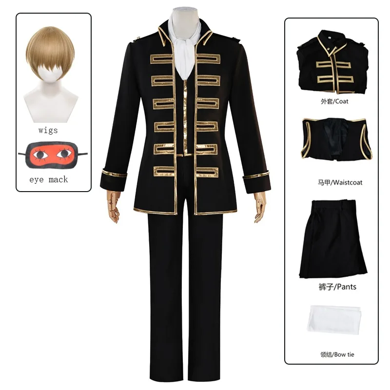 ANIMECC متوفر S-2XL أوكيتا سوجو هيجيكاتا توشيرو أزياء تنكرية شعر مستعار أقنعة العين أنيمي جين تامادوا ملابس الهالوين للرجال #1