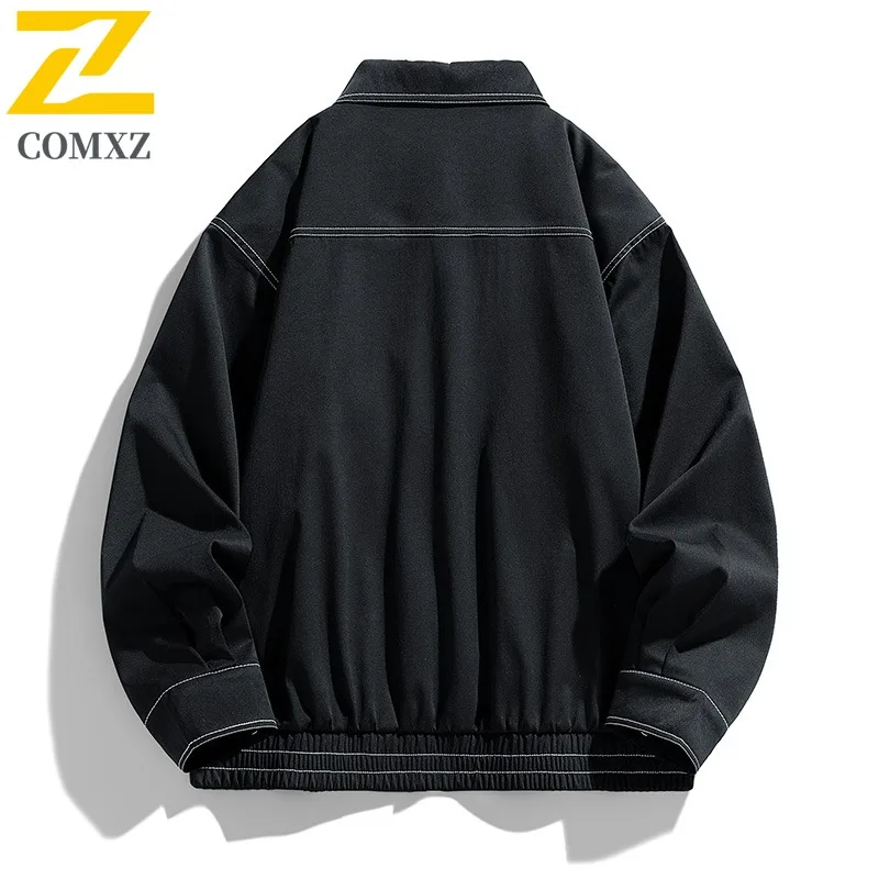 COMXZ Breathable Trench Coat Minimalist Turndown Collar Loose Korean Outdoor Camping Cycling Biker Jacket Travel Men Jackets