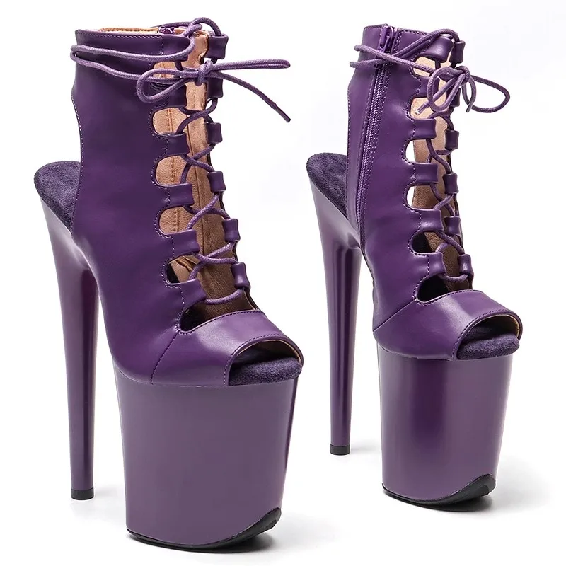 

Lace Up Sexy Model Shows PU Upper 20CM/8Inch Women's Platform Party High Heels Shoes Pole Dance Boots 726