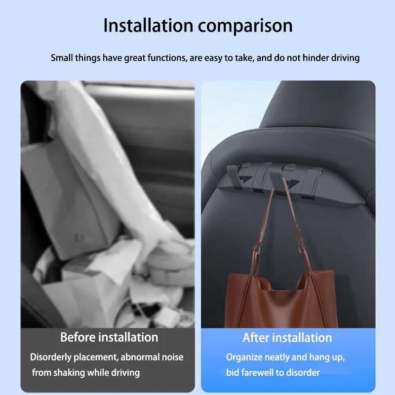 For Tesla Model 3 Y Car Seat Hidden Hooks Purse Bag Hanger Back Seater Headrest Bracket Hanger Car Accessories