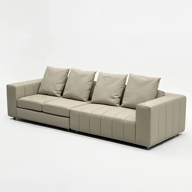 Italian minimalist piano key sofa first layer cowhide sofa