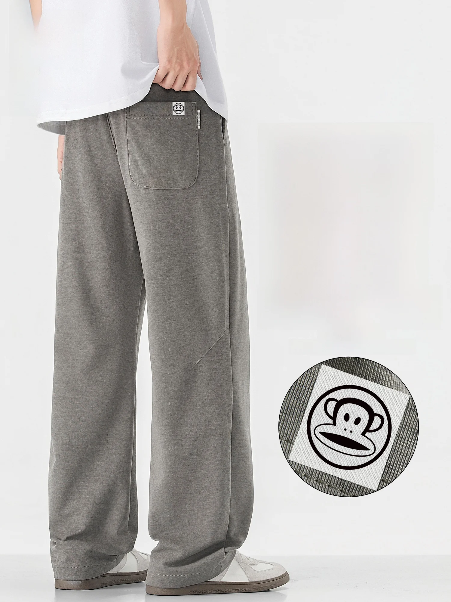 

PaulFrank Comfortable Knitted Casual Pants Loose Fit Straight Leg Spring 2026 New Sle Men's Loose Elastic Waist Cotton Blend