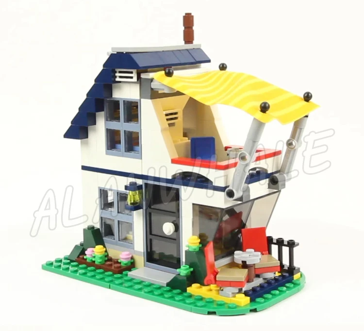 792pcs 3in1 Creative ห้องพักช่วงวันหยุด Camper กับ Trailer ฤดูร้อน Yacht 3117 Building Block ของเล่นเข้ากันได้กับรุ่น