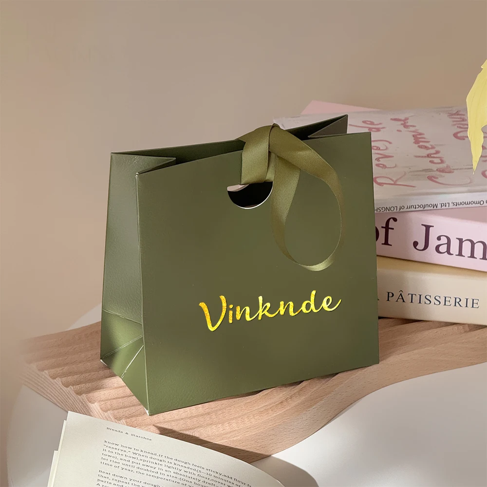 

50Pcs Personalized Logo Jewelry Packaging Bags Cosmetic Perfume Earrings Key Organizer Handbag Gift Tote Bags 15.5x14.5x7.5cm